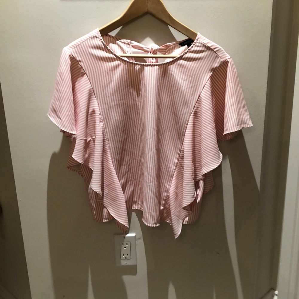 Med Pink striped blouse